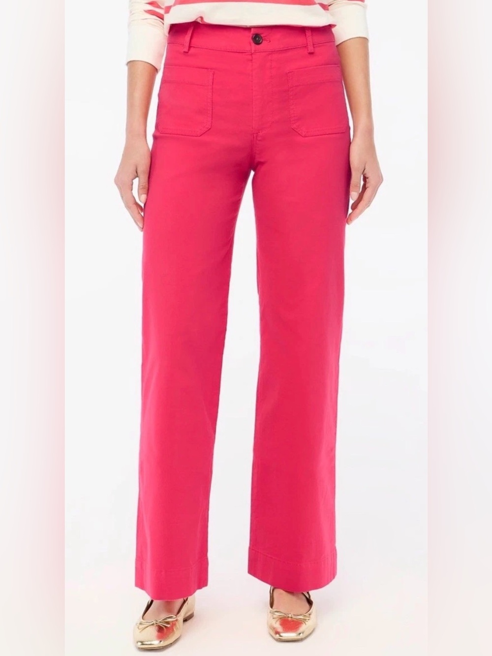 J.Crew Women’s Lizzie Wide Leg High Rise Linen Blend Jeans/Pants Hot Pink Sz 25